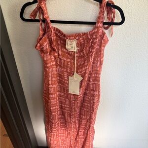 Faherty Coral and White Midi Dress